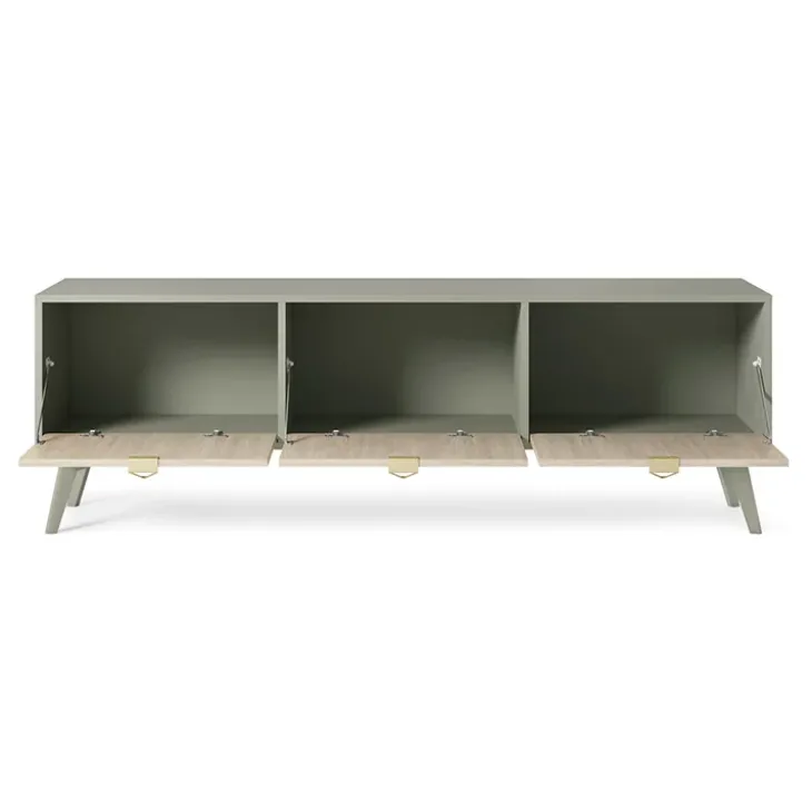 Mobile porta TV 158x52h cm 3 ante verde salvia rovere Myrta