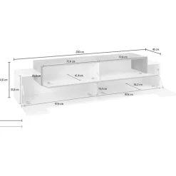 Mobile porta TV 200x52h cm bianco lucido antracite Milos Gihome®