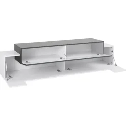 Mobile porta TV 200x52h cm bianco lucido antracite Milos Gihome®