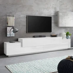Mobile porta TV 240x52h cm bianco lucido Milos Gihome®