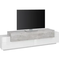 Mobile porta TV 200x52h cm bianco lucido grigio Milos Gihome®