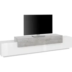 Mobile porta TV 240x52h cm bianco lucido cemento Milos Gihome®