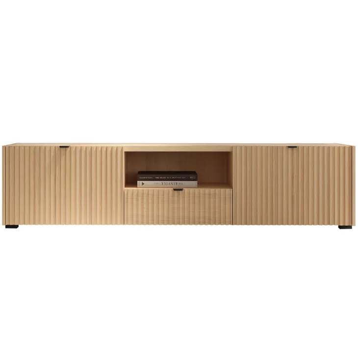 Mobile porta tv 179x42h cm cannettato 2 ante 1 cassetto rovere Sally
