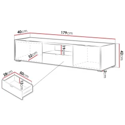 Mobile porta tv 179x42h cm cannettato 2 ante 1 cassetto rovere Sally