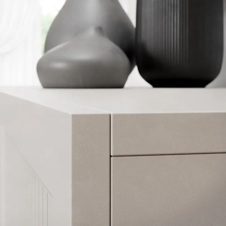 Mobile porta tv 180x44h cm cannettato 2 ante 1 cassetto beige cashmere Rolly