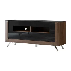 Mobile porta TV 160x74h cm 2 cassetti noce nero lucido Jumbo