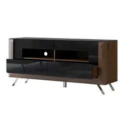Mobile porta TV 160x74h cm 2 cassetti noce nero lucido Jumbo