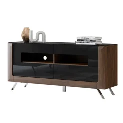 Mobile porta TV 160x74h cm 2 cassetti noce nero lucido Jumbo