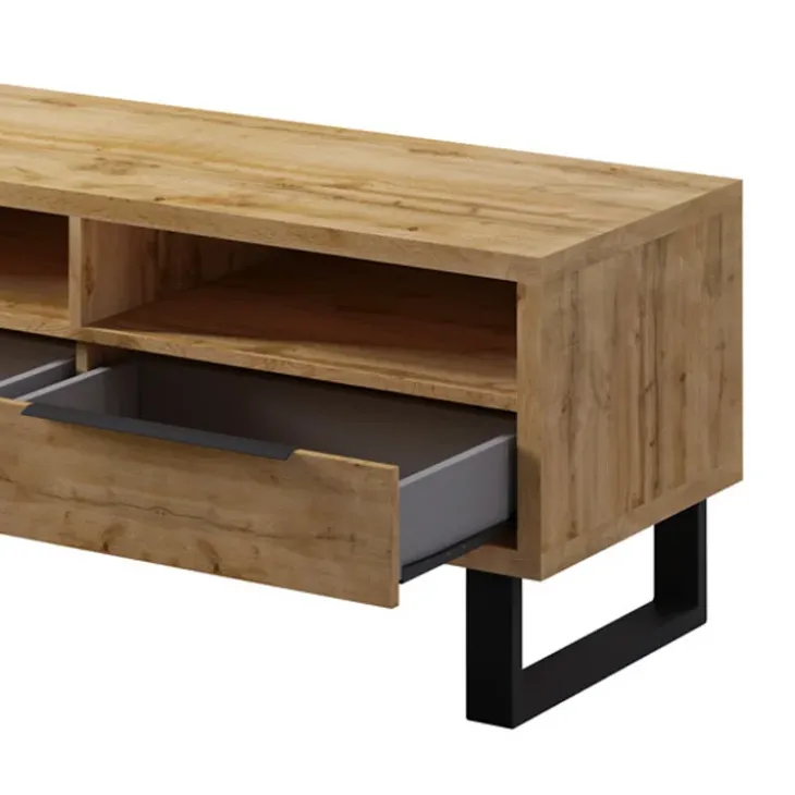 Mobile porta TV 124x50h cm 2 cassetti quercia nero Petra