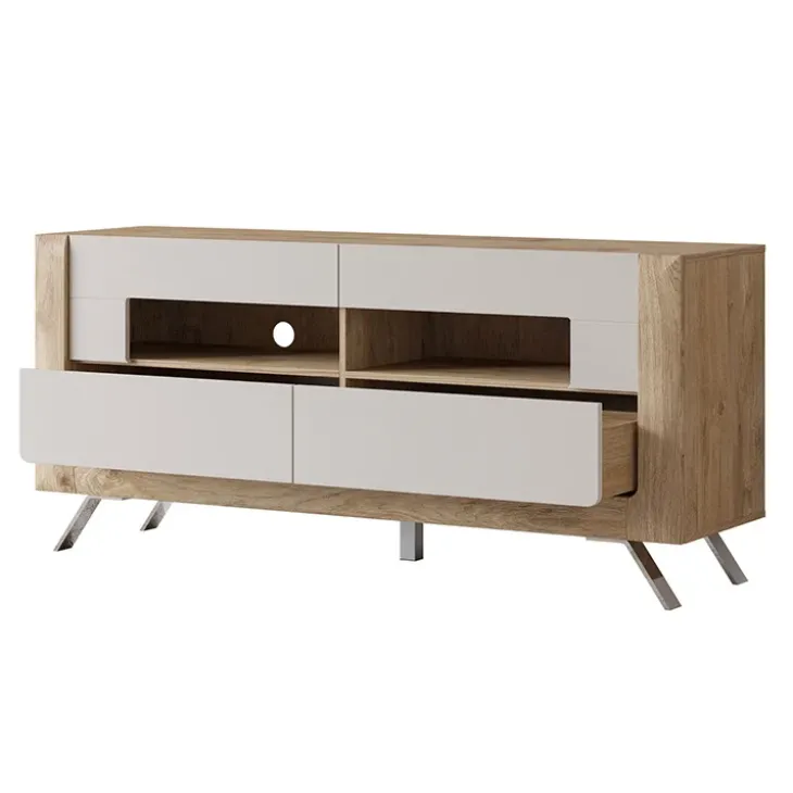 Mobile porta TV 160x74h cm 2 cassetti rovere tortora lucido Jumbo