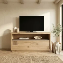 Mobile porta TV 120x56h cm 1 cassetto 1 ripiano a vista legno massello rovere Tarselia