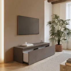 Mobile porta TV 138x40h cm con cassettone marrone bronzo Sunset