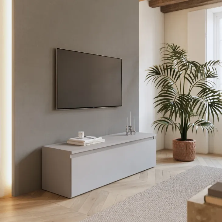 Mobile porta TV 138x40h cm con cassettone grigio chiaro Sunset