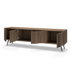 Mobile porta TV 183x54h cm con led 4 ante soggiorno noce Bois