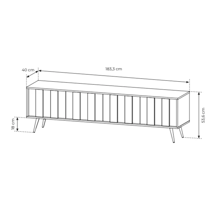 Mobile porta TV 183x54h cm con led 4 ante soggiorno noce Bois