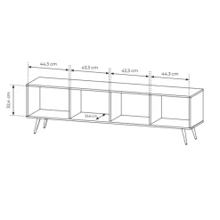 Mobile porta TV 183x54h cm con led 4 ante soggiorno noce Bois
