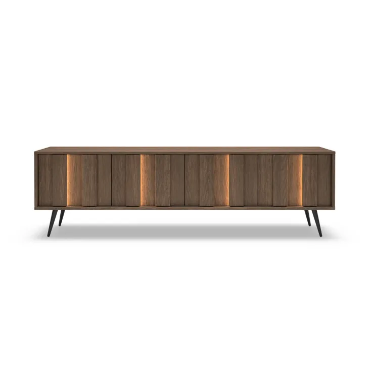 Mobile porta TV 183x54h cm con led 4 ante soggiorno noce Bois