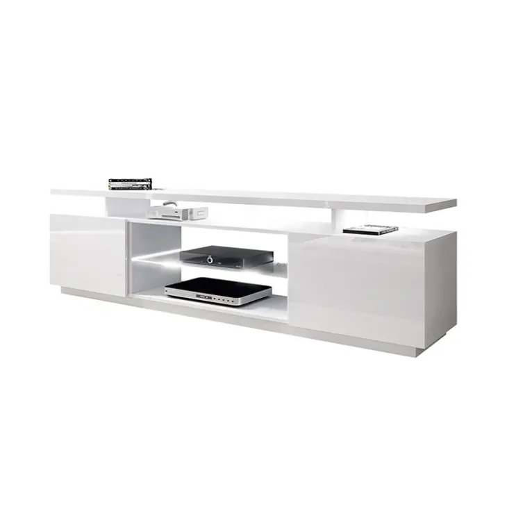 Mobile porta TV 180x56h cm con led bianco lucido Blackburn