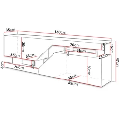 Mobile porta TV 160x46h cm design moderno rovere antracite Modesta