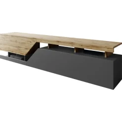 Mobile porta TV 200x47h cm design moderno rovere antracite Modesta