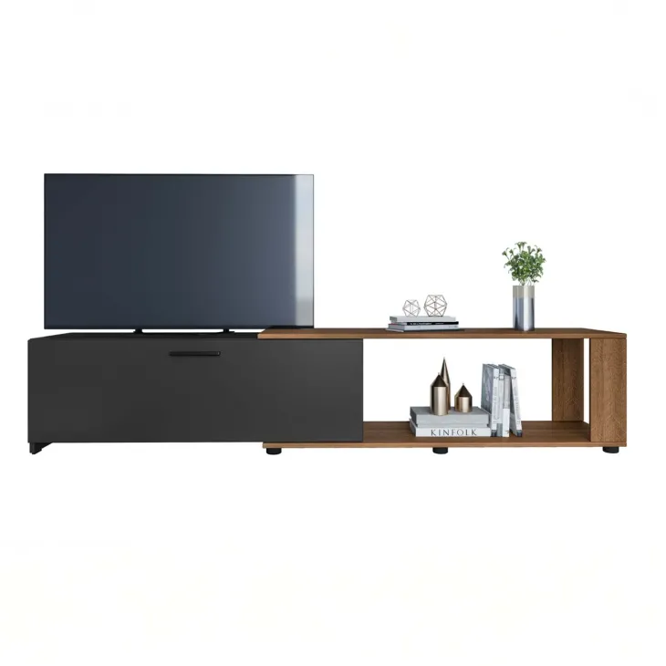 Mobile porta tv 122x40h cm estensibile e trasformabile in angolare noce antracite Venezia