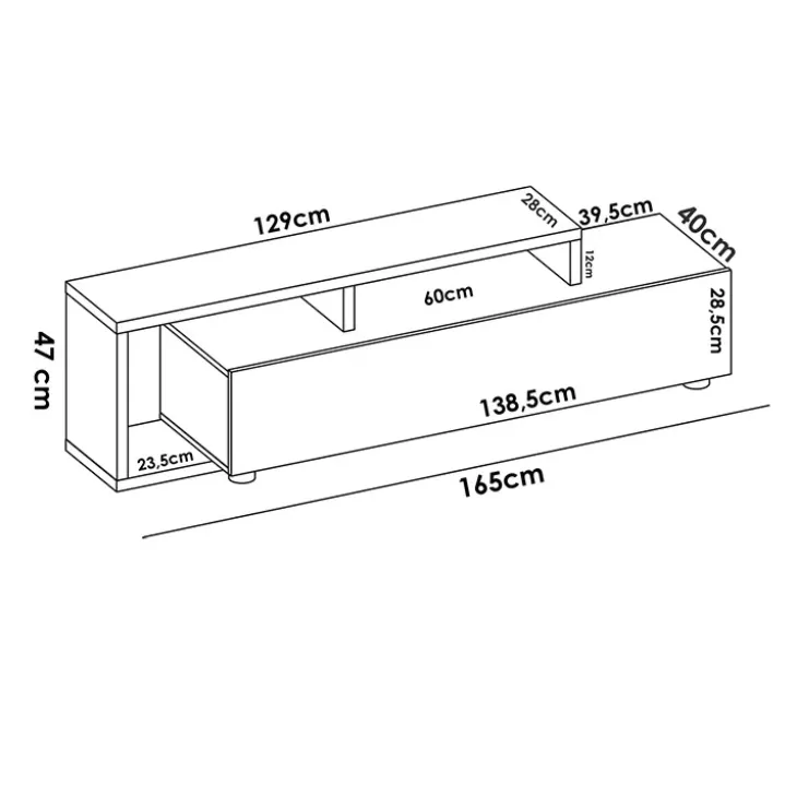 Mobile porta TV 165x47h cm legno rovere grafite Morientes
