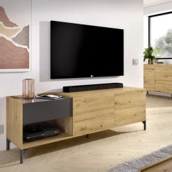 Mobile porta TV 164x49h cm legno rovere grafite German