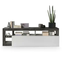 Mobile porta TV 184x58h cm moderna bianco lucido ossido Invictus