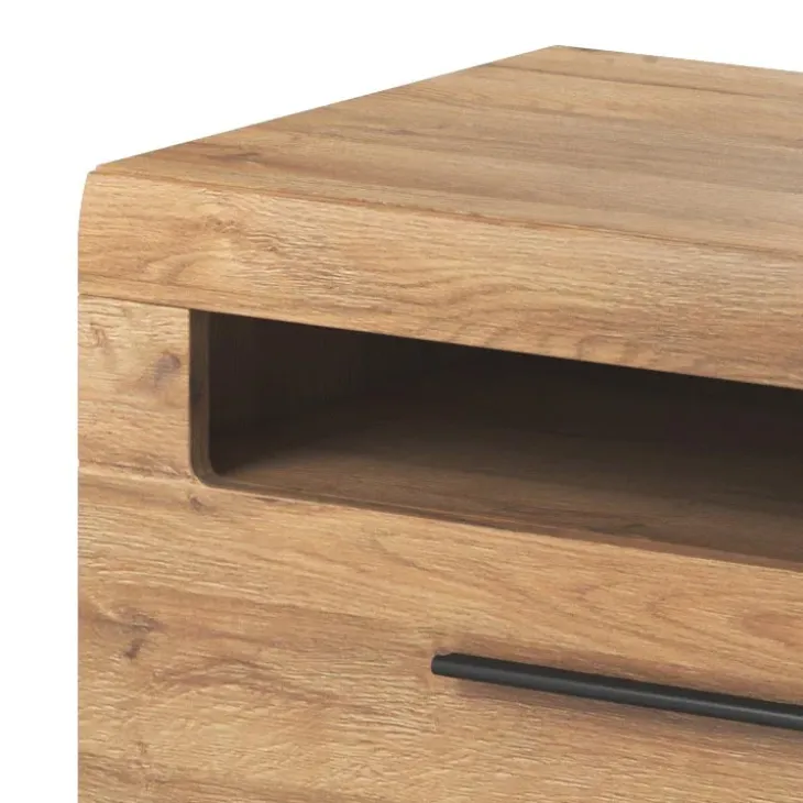 Mobile porta TV 140x52h cm moderna 1 cassetto rovere nero Maiorca