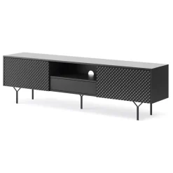 Mobile porta TV 180x51h cm moderno antracite frassinato nero Parigi