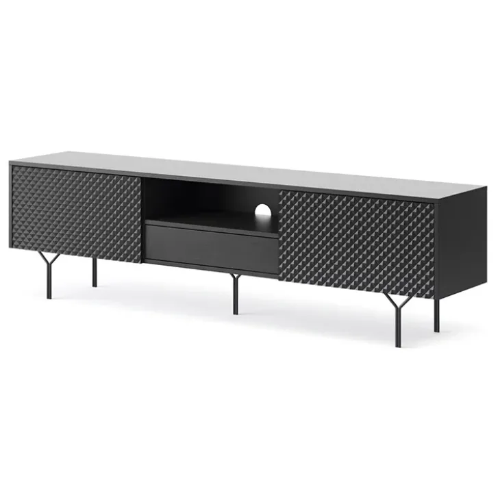 Mobile porta TV 180x51h cm moderno antracite frassinato nero Parigi
