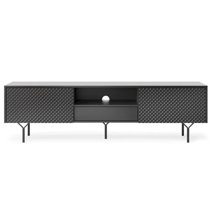 Mobile porta TV 180x51h cm moderno antracite frassinato nero Parigi
