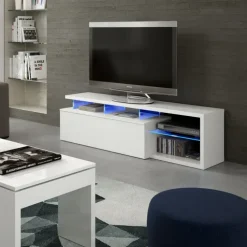 Mobile porta TV 150x43h cm moderno bianco lucido Lumina