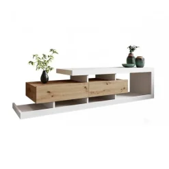 Mobile porta TV 198x45h cm moderno bianco rovere Pabla