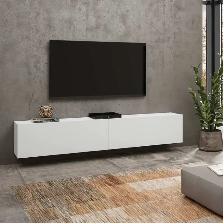 Mobile porta TV 180x35h cm moderno bianco Fusion