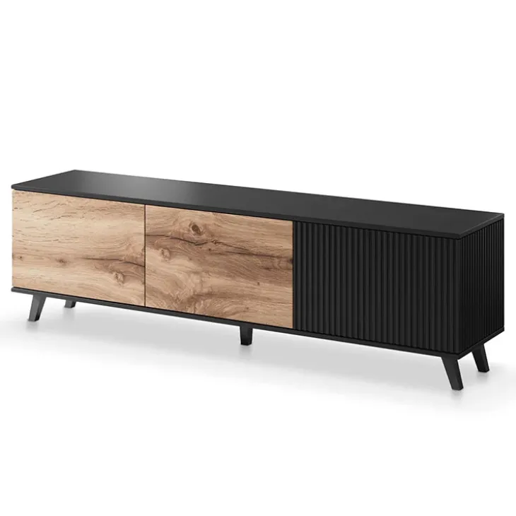 Mobile porta TV 180x52h cm moderno industrial rovere nero Nandina