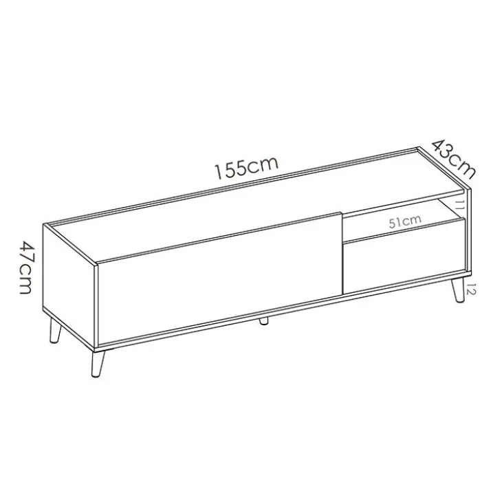Mobile porta TV 155x47h cm moderno rovere grigio bianco petrolio Dominic