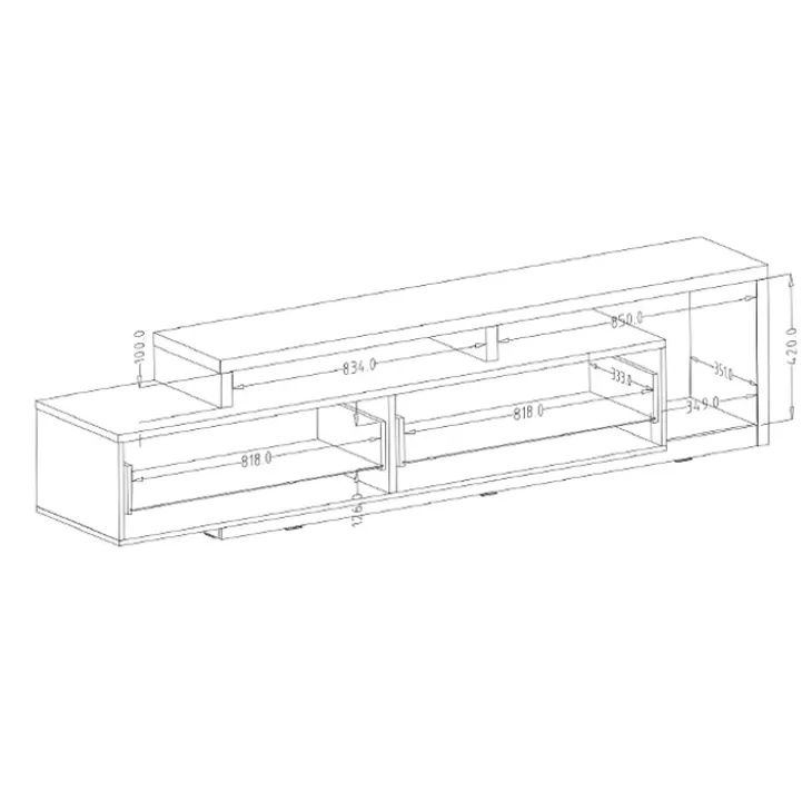 Mobile porta TV 219x52h cm moderno soggiorno antracite spatolato noce Megan Gihome®