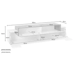 Mobile porta TV 200x52h cm moderno soggiorno bianco pero Milos Gihome®