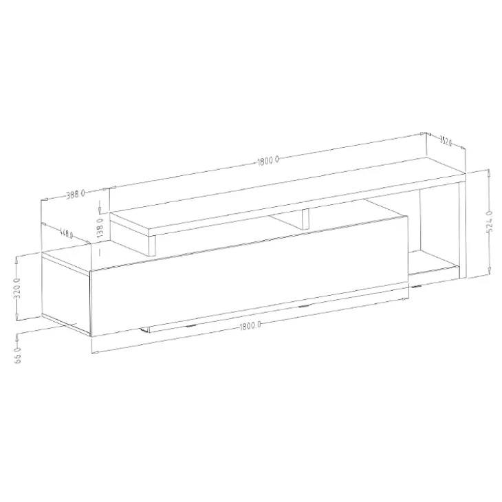 Mobile porta TV 219x52h cm moderno soggiorno antracite rovere Megan Gihome®