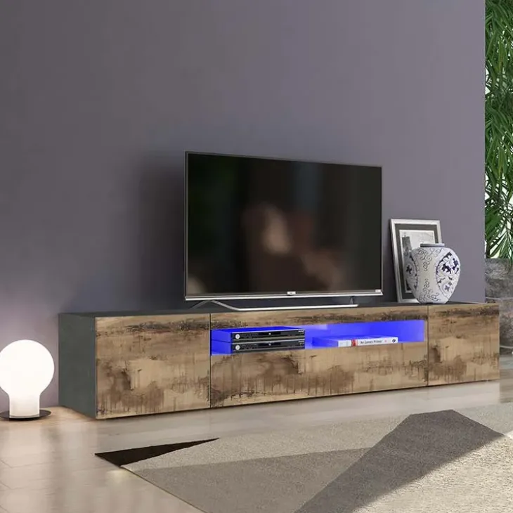 Mobile porta TV 200x37h cm pero antracite Light Big Gihome®