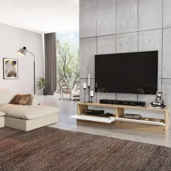 Mobile porta TV 138x70h cm rovere bianco lucido Bolivar