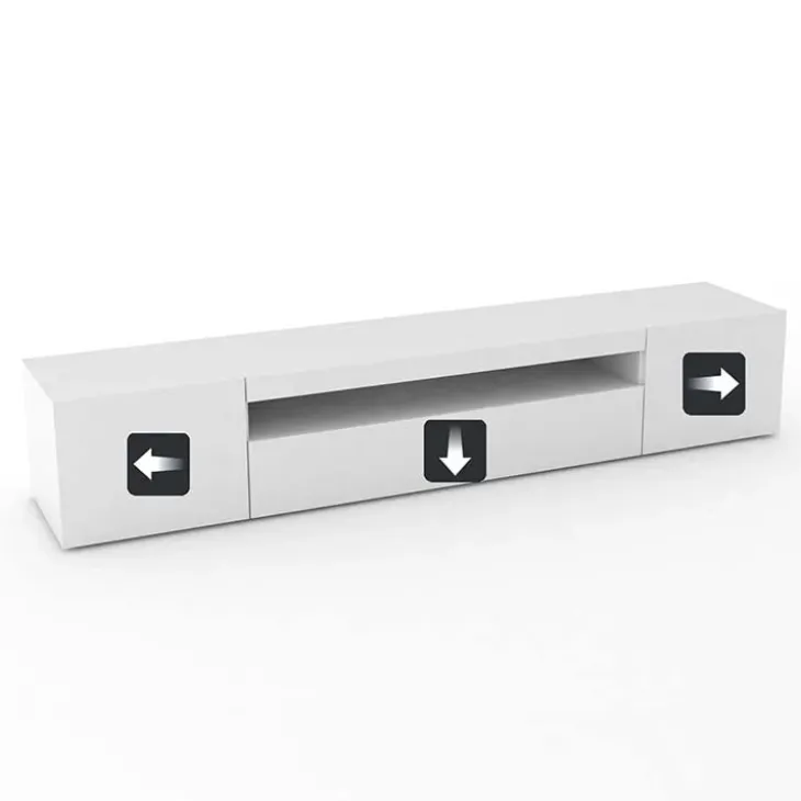 Mobile porta TV 200x37h cm soggiorno bianco laccato lucido Light Big Gihome®