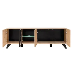 Mobile porta TV 160x52h cm soggiorno noce con stampa nera Mendes