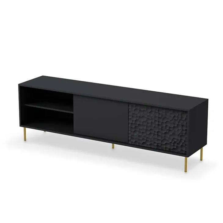Mobile porta TV 180x58h cm soggiorno nero oro Osaka