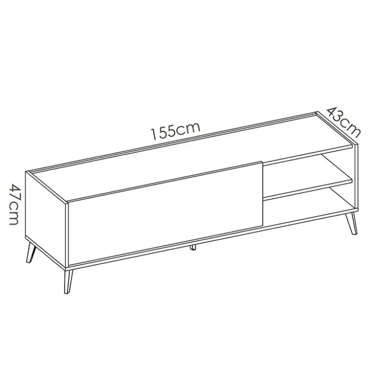 Mobile porta TV 155x47h cm soggiorno rovere bianco Elmer