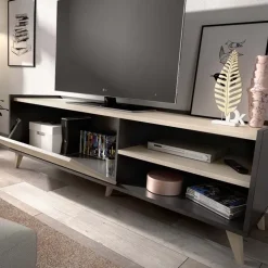 Mobile porta TV 155x47h cm soggiorno rovere grafite Elmer