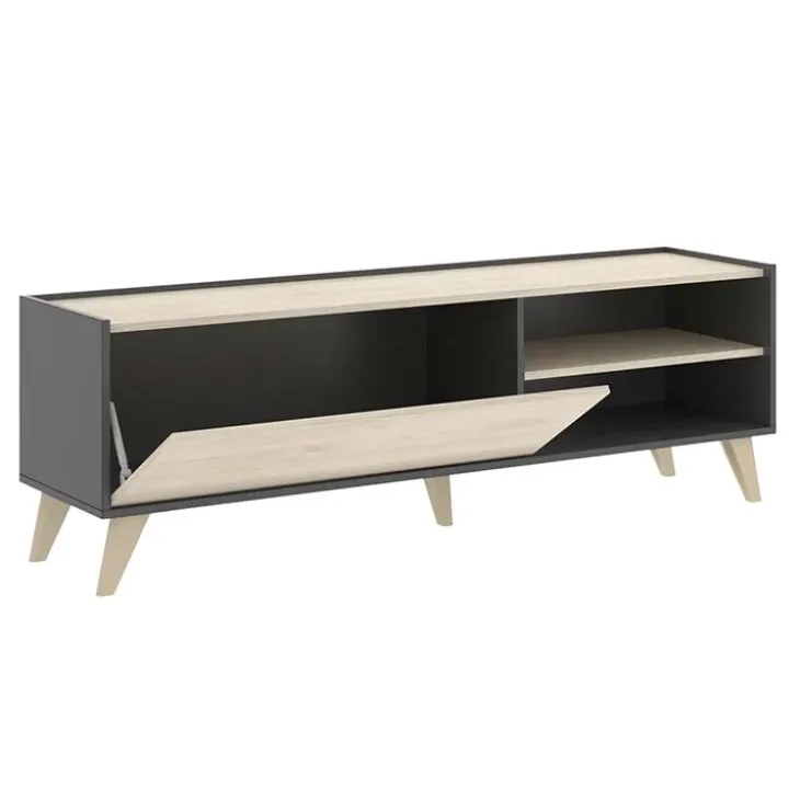 Mobile porta TV 155x47h cm soggiorno rovere grafite Elmer