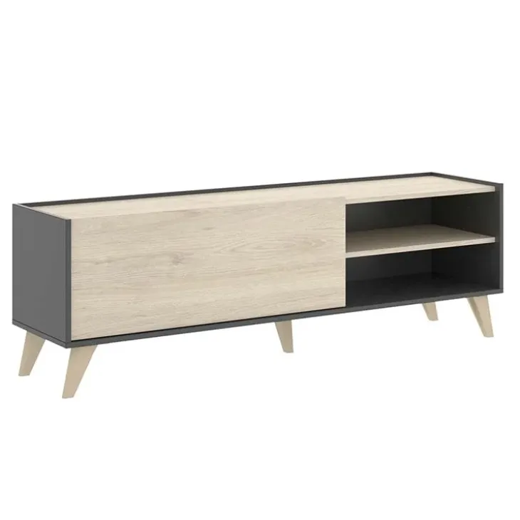 Mobile porta TV 155x47h cm soggiorno rovere grafite Elmer
