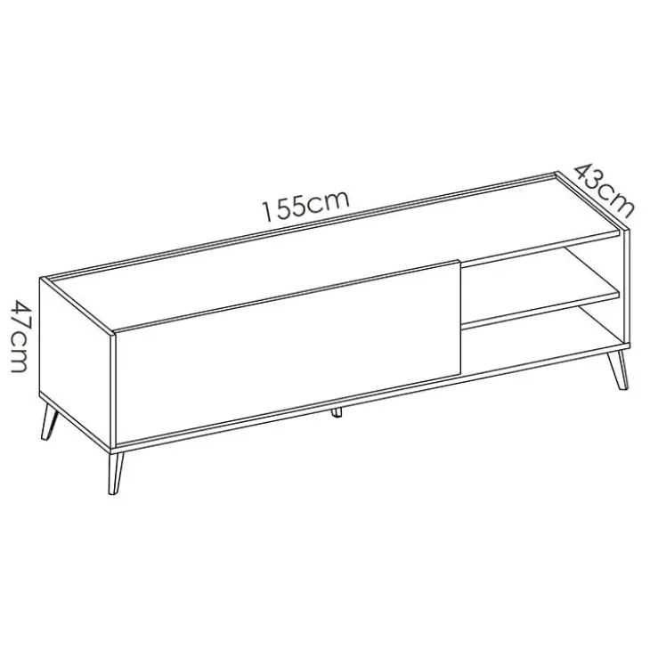 Mobile porta TV 155x47h cm soggiorno rovere grafite Elmer